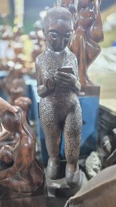 Lady With Mobile Wooden Statue