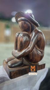 Lonely Girl Wooden Model Home Decor Statue