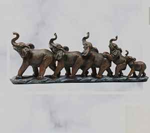 Antique Brown Elephant Family Showpiece