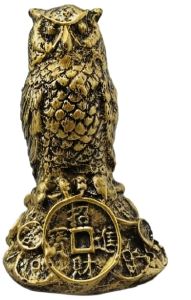 Antique Golden Feng Shui Owl Showpiece