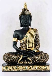 Black & Golden Meditating Buddha Decorative Statue
