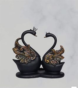 Black & Golden Swan Pair Decorative Showpiece