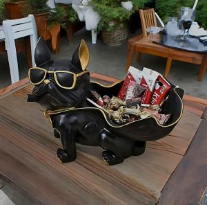 Black Bulldog Tray Showpiece
