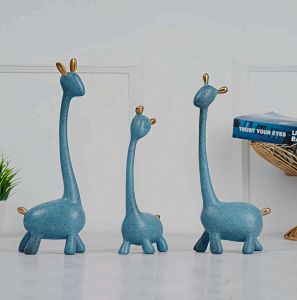Blue Modern Giraffe Family Showpiece
