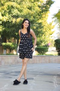 Ladies Black Printed Short Co-Ord Set
