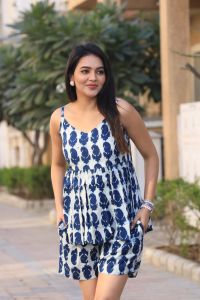 Ladies Indigo Blue Printed Sleeveless Top Shorts Set