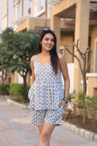 Ladies Printed Sleeveless Top Shorts Set