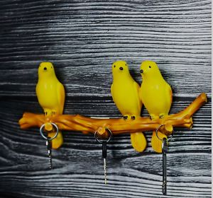 Yellow Bird Branch Wall Key Holder
