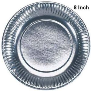 8 Inch Plain Silver Foil Paper Plate