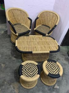 Bamboo Mudha Restaurant Table Chair Furniture Set