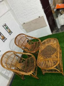 Natural Cane Chair Table Set