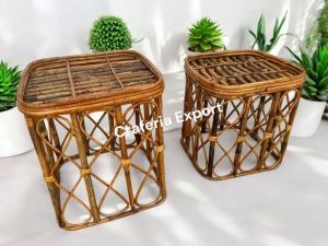 Cane Square Stool
