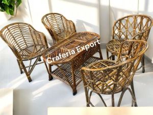 Cane Dining Chair Table Set