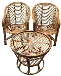 Bamboo Cane Chair Table Set