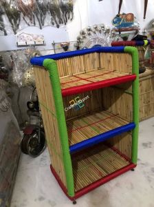 Bamboo Floor Mount Book Shelf Rack