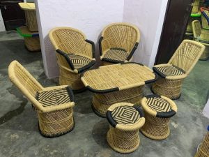 Bamboo Mudha Restaurant Table Chair Furniture Set