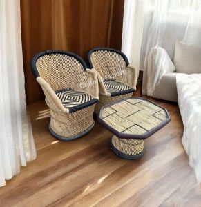 Black & Beige Bamboo Furniture Set