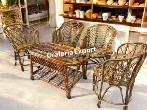 Cane Dining Chair Table Set