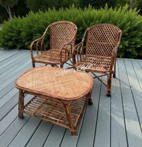 Cane Garden Chair Table Set