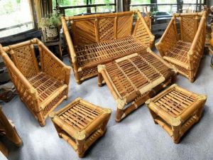 Cane Living Room Sofa Set
