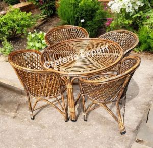 Cane Outdoor Chair Table Set