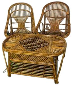 Natural Cane Chair Table Set