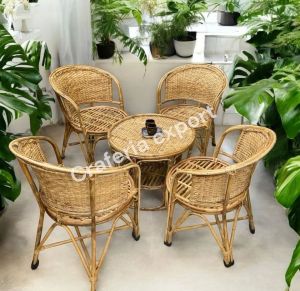 Cane Rattan Chair Table Set