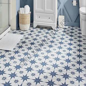 Polished White Blue Ceramic Floor Tiles