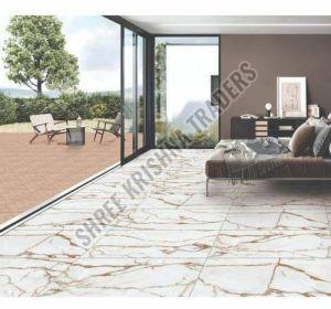 White Carving Vitrified Tiles