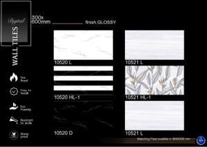 Elegant Leaf Marble Gloss Ceramic Wall Tiles