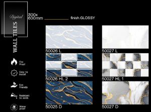 Elegant White Vein Glossy Ceramic Wall Tiles