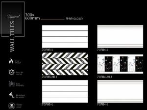 Linear Floral Decor Gloss Ceramic Wall Tiles