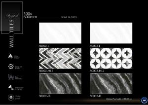 Monochrome Abstract Glossy Ceramic Wall Tiles