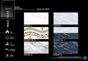 Royal Blue Vein Glossy Ceramic Wall Tiles