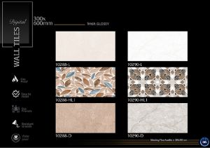 Soft Beige Leaf Glossy Ceramic Wall Tiles