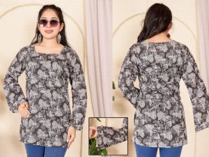 Ladies Printed Cotton Short Kurti