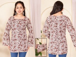 Ladies Printed Cotton Short Kurti