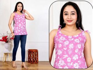 Ladies Sleeveless Cotton Short Kurti
