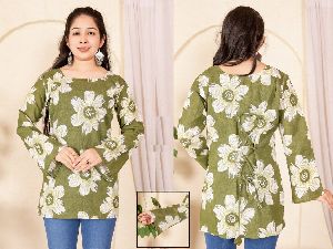 Ladies Printed Cotton Short Kurti