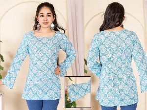 Ladies Printed Cotton Short Kurti