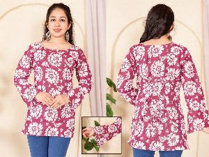 Ladies Printed Cotton Short Kurti