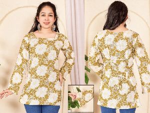 Ladies Printed Cotton Short Kurti