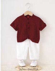 Boys Maroon &AMP; White Shirt &AMP; Shorts