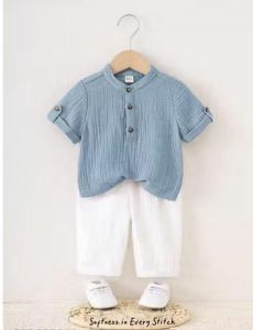 Boys Sky Blue &AMP; White Shirt &AMP; Shorts