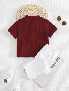 Boys Maroon &AMP; White Shirt &AMP; Shorts