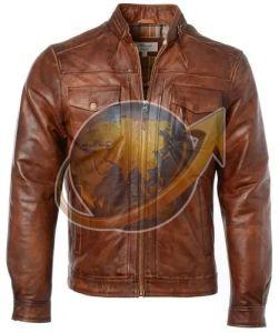 Casual Wear Mens Brown Full Sleeves Leather Jacket