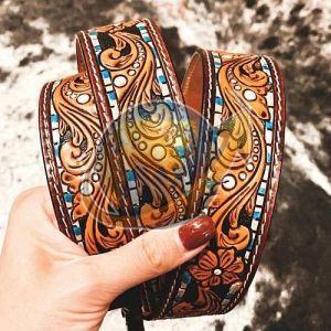 Ladies Engraved Leather Belt