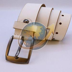 Mens Plain White Leather Belt