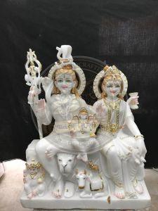 Handcrafted Marble Shiv Parivar Statue