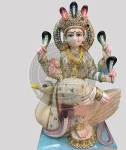 Hindu Mansa Mata White Marble Statue